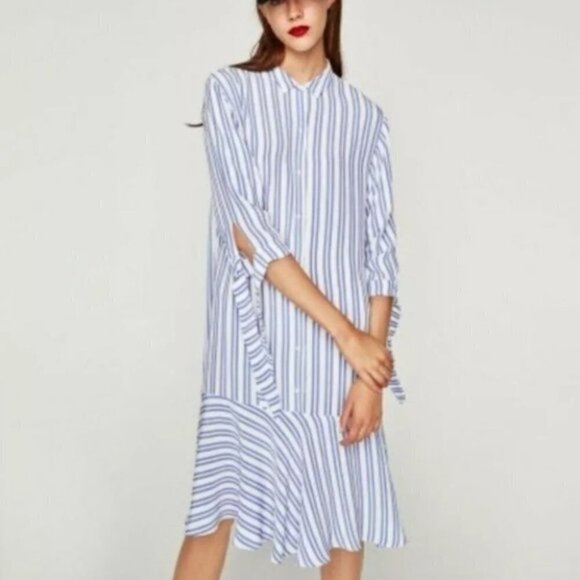 Zara | Striped Asymmetrical Shirtdress - Picture 2 of 6